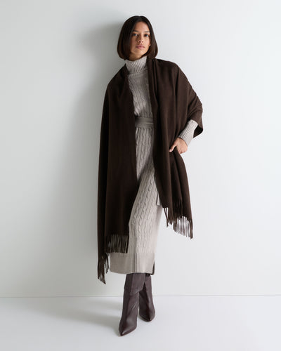 N.Peal Women's Woven Cashmere Shawl Redwood