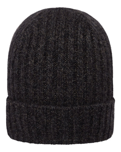 N.Peal Unisex Chunky Ribbed Cashmere Hat Bark Brown Melange