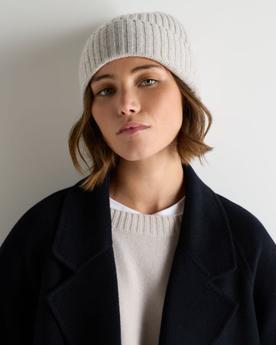 N.Peal Unisex Chunky Ribbed Cashmere Hat Cashmere Grey Melange