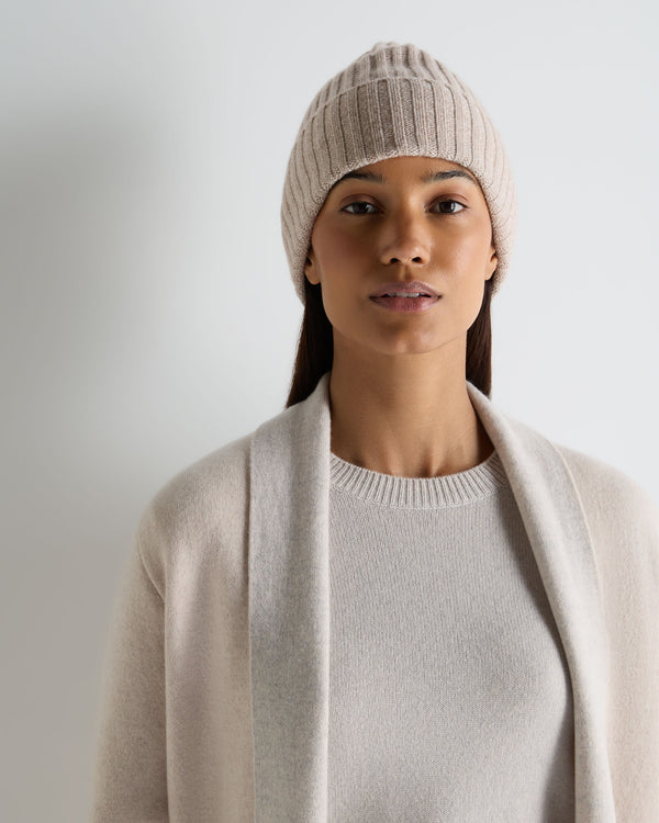 Unisex Chunky Ribbed Cashmere Hat 2