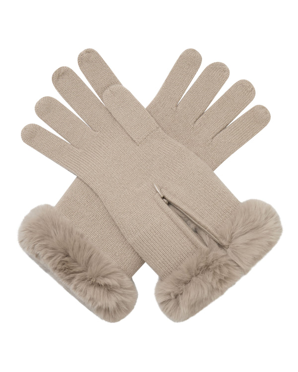 Women's Fur Trim Cashmere Gloves 1