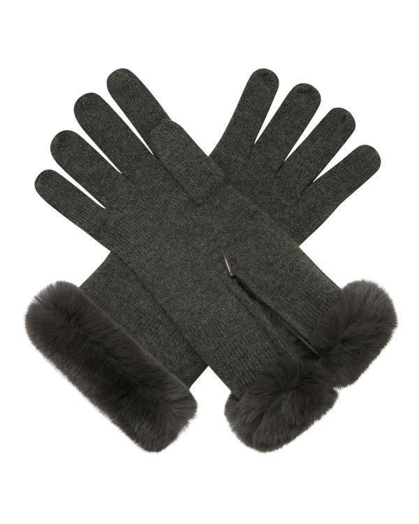 Women's Fur Trim Cashmere Gloves  1