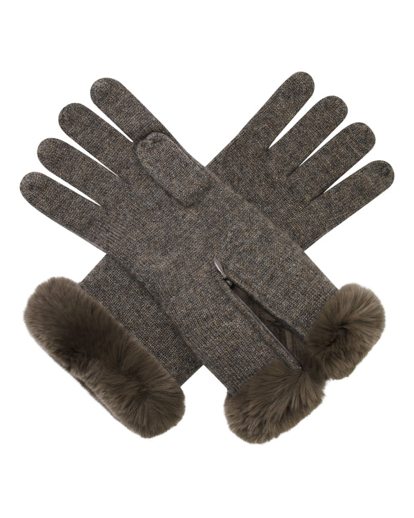 Women's Fur Trim Cashmere Gloves 1