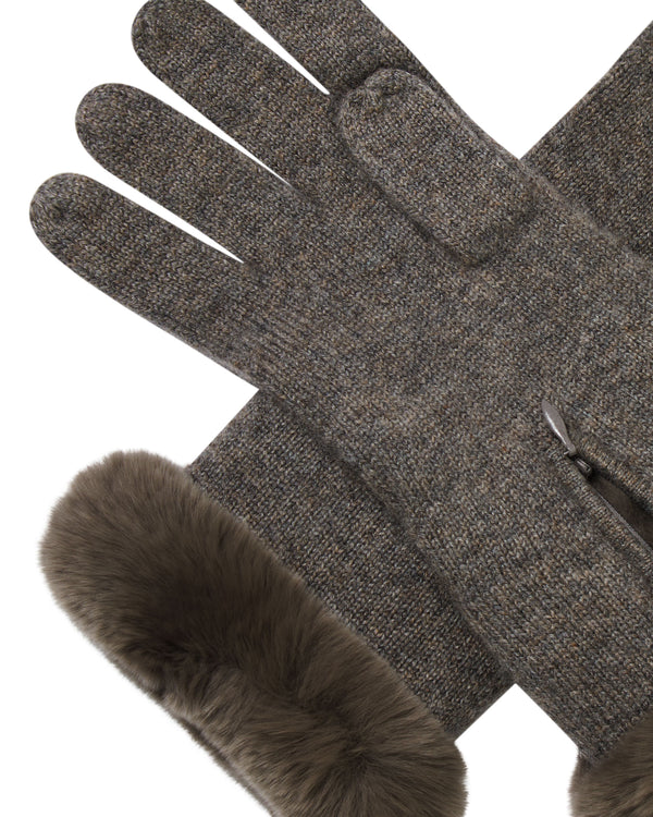 Women's Fur Trim Cashmere Gloves 2