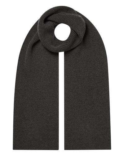 N.Peal Unisex Ribbed Cashmere Scarf Grey Moss