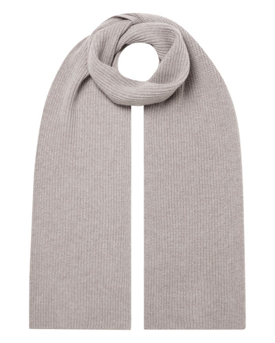 N.Peal Unisex Ribbed Cashmere Scarf Oat Grey