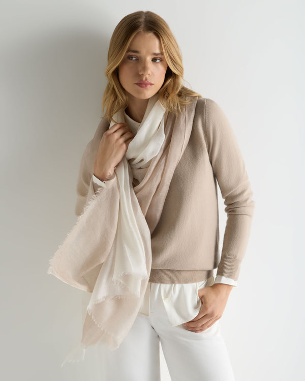 N.Peal Women's Dip Dye Cashmere Scarf Cashew Brown