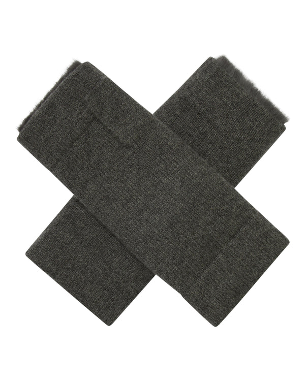 Unisex Fur Lined Fingerless Cashmere Gloves  1