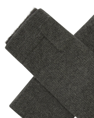N.Peal Unisex Fur Lined Fingerless Cashmere Gloves Grey Moss