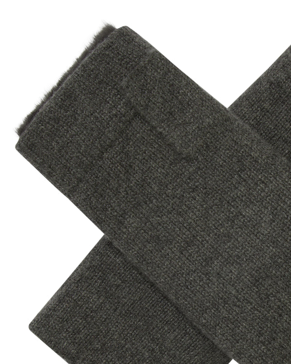 Unisex Fur Lined Fingerless Cashmere Gloves  2