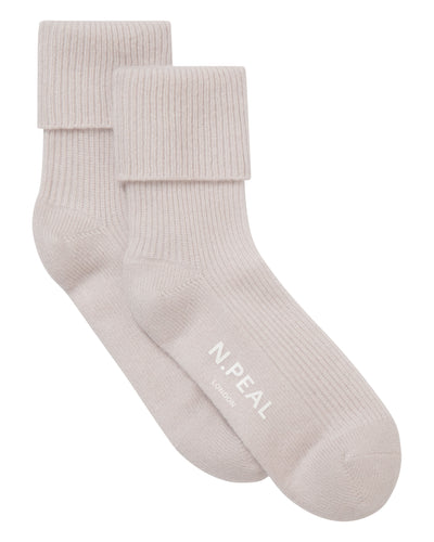 N.Peal Unisex Cashmere Rib Bed Socks Snow Grey