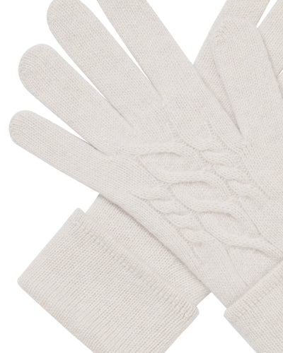N.Peal Women's Cable Cashmere Gloves With Lurex Frost White Sparkle