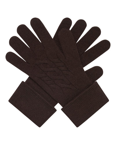 N.Peal Women's Cable Cashmere Gloves Redwood