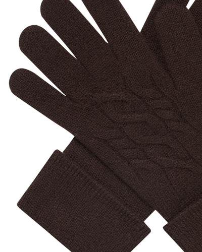 N.Peal Women's Cable Cashmere Gloves Redwood