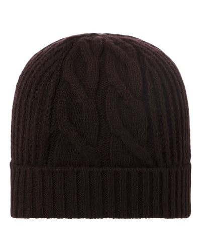 N.Peal Women's Cable Rib Cashmere Hat Redwood