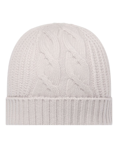 N.Peal Women's Cable Rib Cashmere Hat Snow Grey