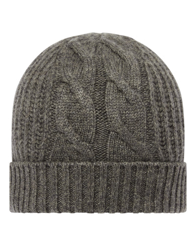 N.Peal Women's Cable Rib Cashmere Hat Wood Smoke Brown