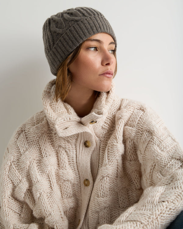 Women's Cable Rib Cashmere Hat 3