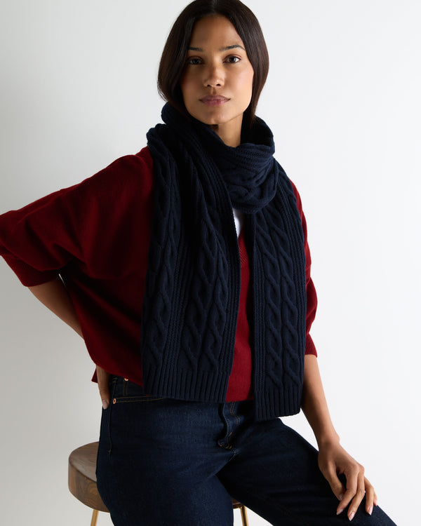 Unisex Cable Rib Cashmere Scarf 4
