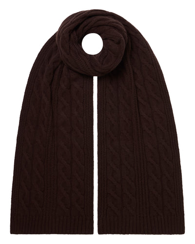 N.Peal Unisex Cable Rib Cashmere Scarf Redwood