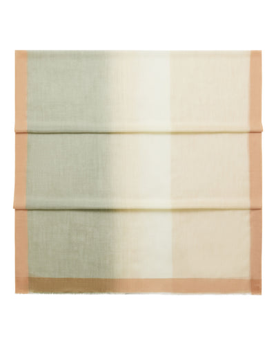 N.Peal Women's Bordered Cashmere Pashmina Green + Beige