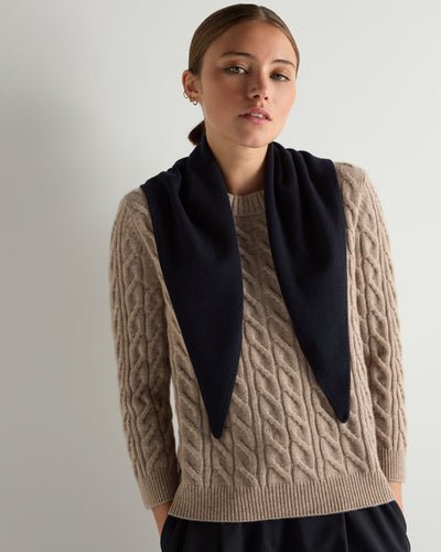 N.Peal Unisex Silk Cashmere Scarf Navy Blue