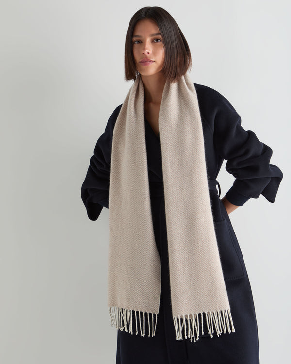 Unisex Herringbone Woven Cashmere Scarf 2