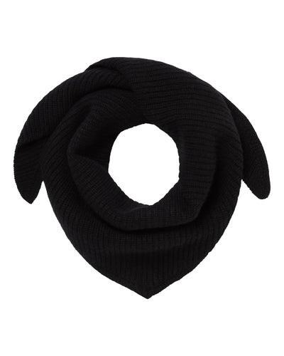 N.Peal Unisex Ribbed Triangle Cashmere Scarf Black