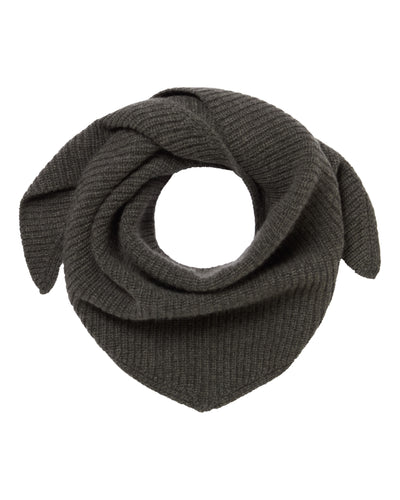 N.Peal Unisex Ribbed Triangle Cashmere Scarf Grey Moss