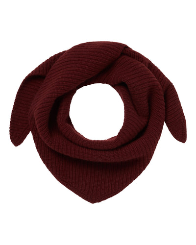 N.Peal Unisex Ribbed Triangle Cashmere Scarf Rustic Red