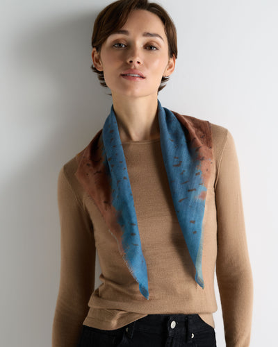 N.Peal Women's Ombre Print Cashmere Foulard Blue