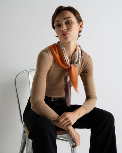 N.Peal Women's Regal Print Cashmere Foulard Orange