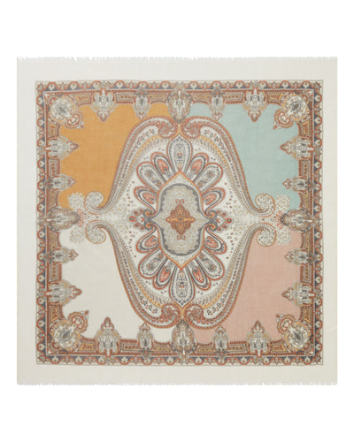 N.Peal Women's Paisley Print Cashmere Foulard Blue