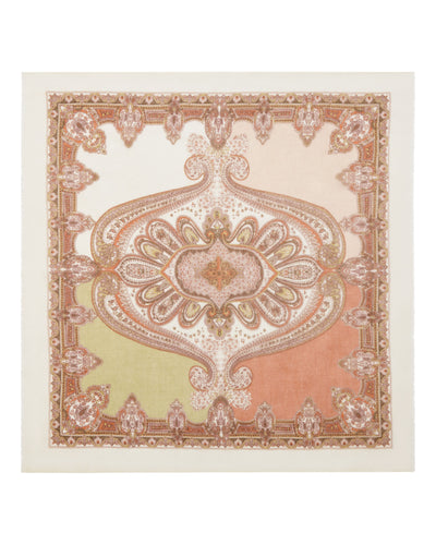 N.Peal Women's Paisley Print Cashmere Foulard Green
