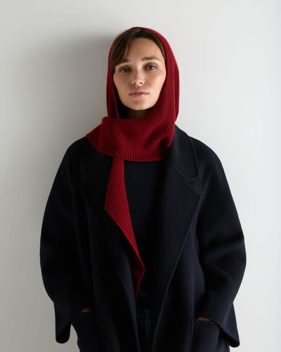 N.Peal Women's Florence Hooded Cashmere Scarf Rustic Red