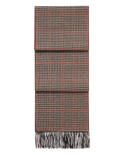 N.Peal Unisex Cashmere Check Scarf Grey + Red