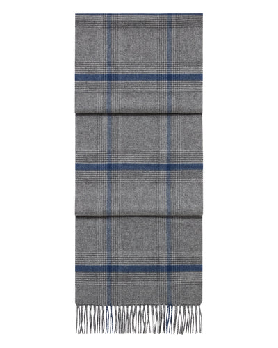N.Peal Unisex Cashmere Check Scarf Grey + Navy