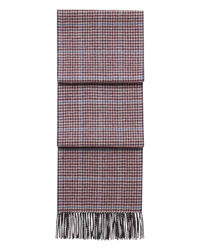 N.Peal Unisex Cashmere Check Scarf Purple Heather + Navy Blue