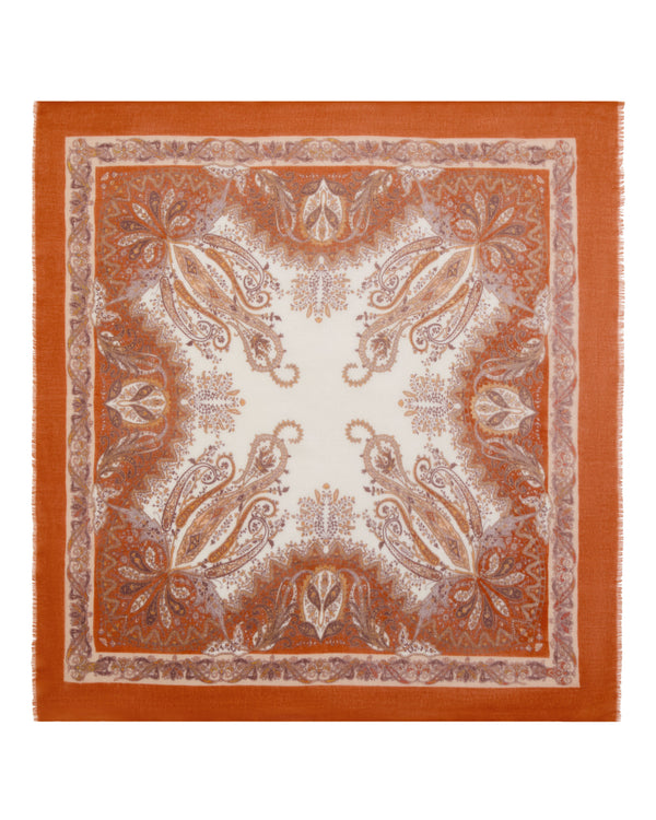 Women's Paisley Print Square Cashmere Foulard 1