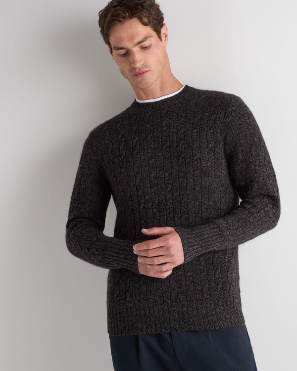 Men's Thames Cable Round Neck Cashmere Jumper 1
