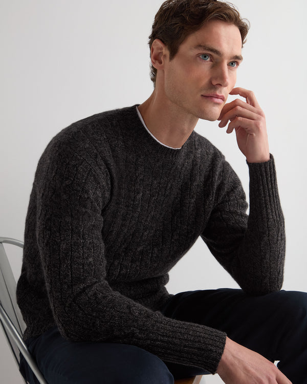 Men's Thames Cable Round Neck Cashmere Jumper 6