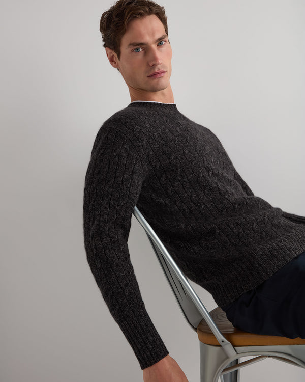 Men's Thames Cable Round Neck Cashmere Jumper 7