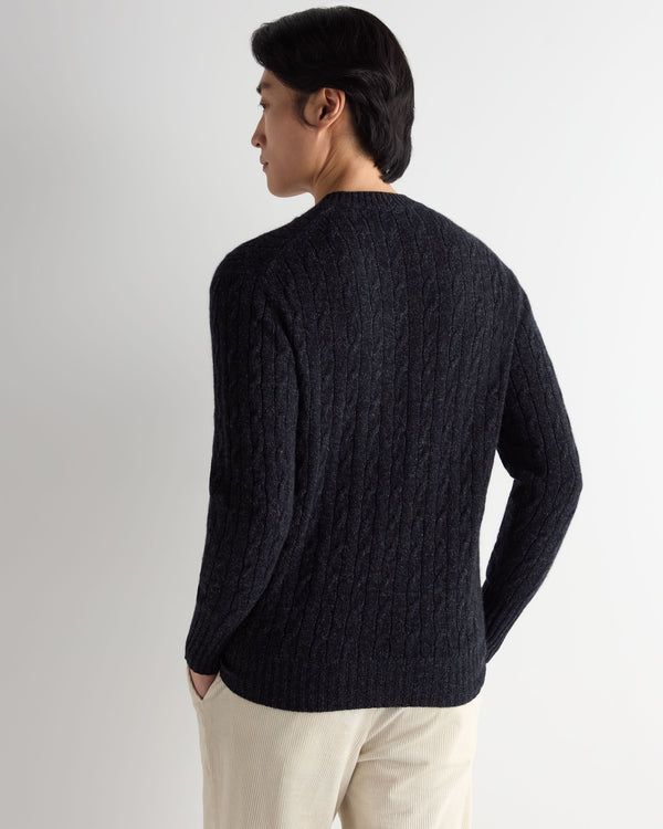 Men's Thames Cable Round Neck Cashmere Jumper 4