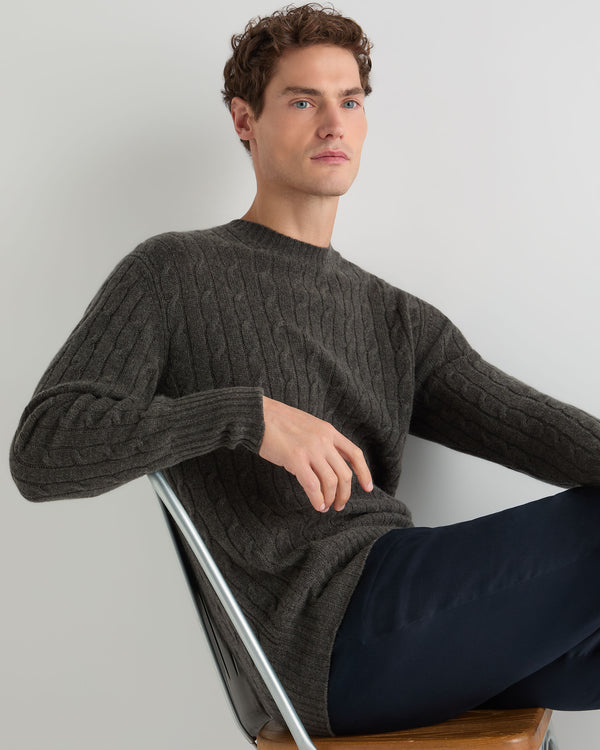 Men's Thames Cable Round Neck Cashmere Jumper  6