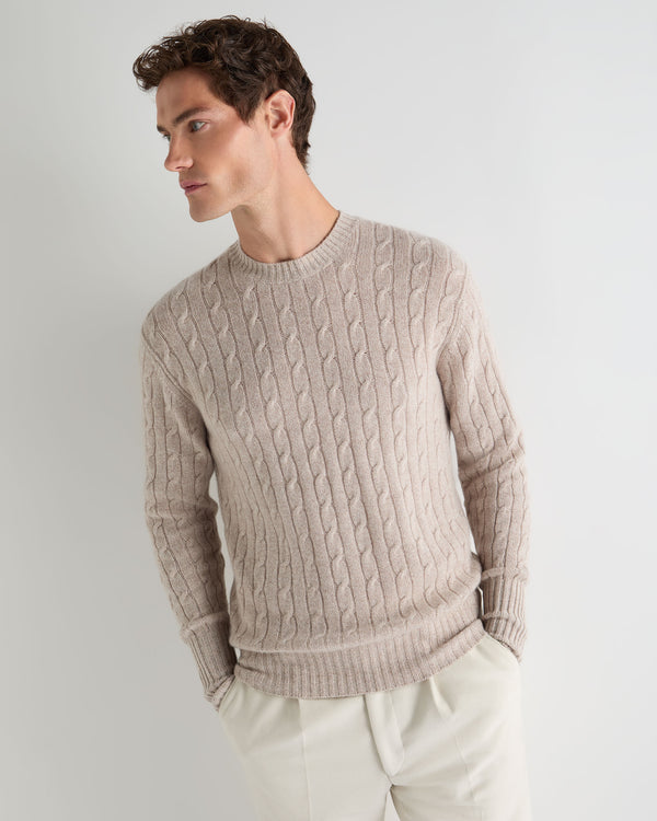 Men's Thames Cable Round Neck Cashmere Jumper 1