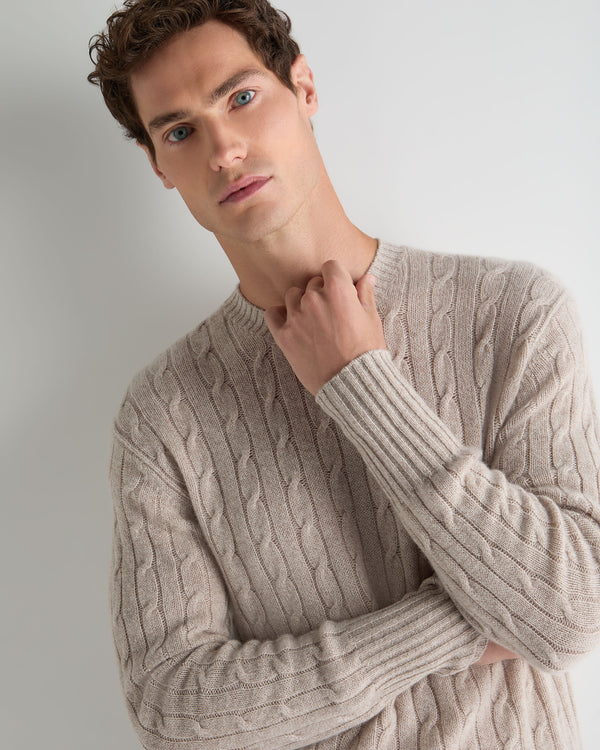 Men's Thames Cable Round Neck Cashmere Jumper 5