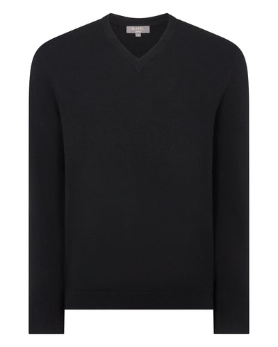 Men's Burlington V Neck Cashmere Jumper Black