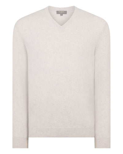 Men's The Burlington V Neck Cashmere Jumper Pebble Grey