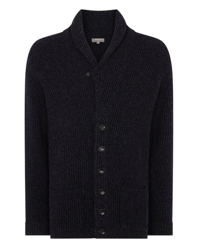 N.Peal Men's Kensington Cashmere Cardigan Ink Blue Melange