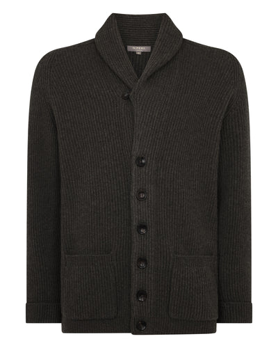 N.Peal Men's Kensington Cashmere Cardigan Grey Moss